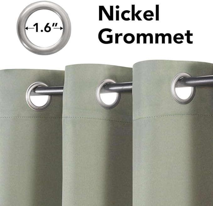 H.VERSAILTEX Premium Blackout Thermal Insulated Room Darkening Curtains for Bedroom/Living Room - Classic Grommet Top (2 Panels, Light Sage, 52 Inch by 45 Inch)