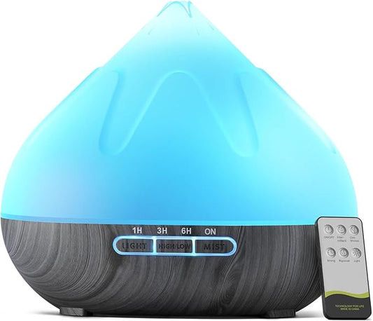 500ML Essential Oil Diffuser: Aroma Diffuser with Remote Control for Hotel Spa Yoga Room Humidifier with 14 Colors LED Night Light for Bedroom Home Relaxation, Black