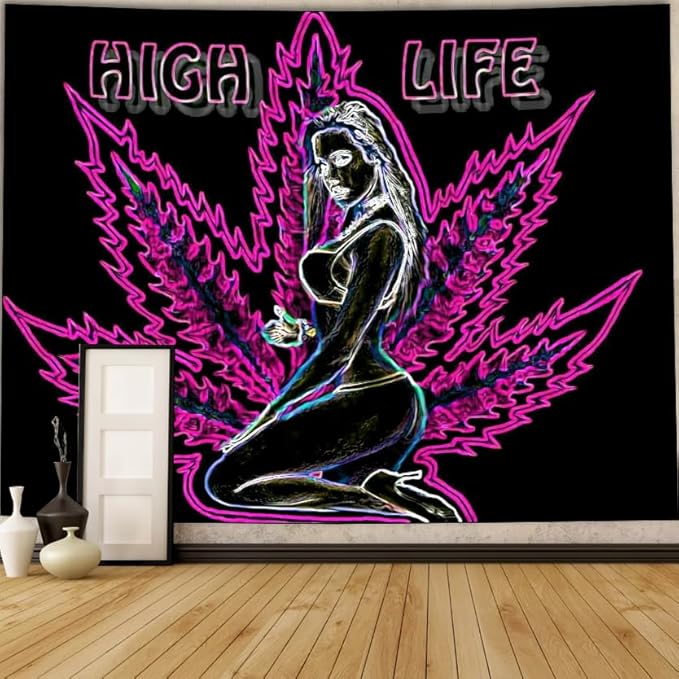 ADDWel Blacklight Tapestry for Bedroom, Tapestry Glow In The Dark, UV Reactive Black Light Posters Wall Hanging for Bedroom Dorm Living Room Backdrop Decor