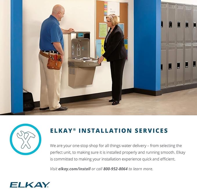 Elkay LZSG8WSK EZH2O Wall Mounted Drinking Fountain and Hands Free Bottle Filling Station with Cooler - Light Gray Granite