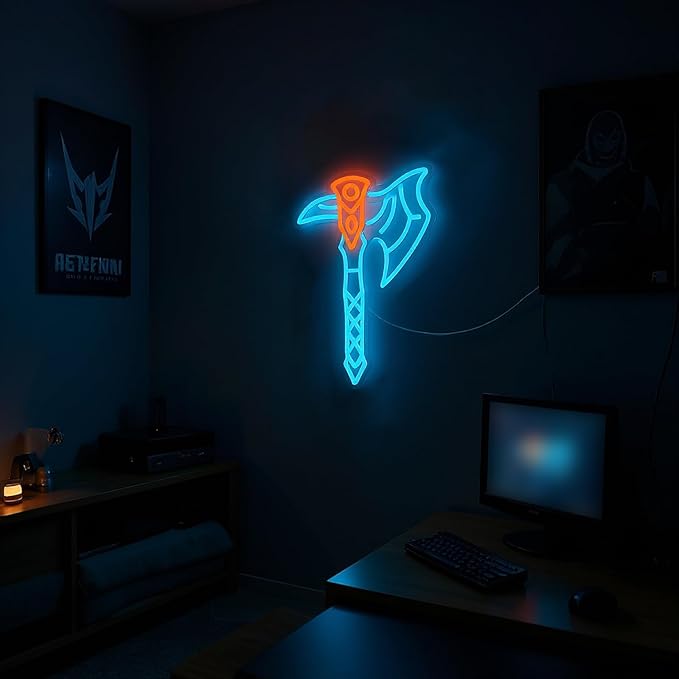 Axe Neon Sign for Wall Decor – USB Powered LED Axe Light with Dimmer, Viking Wall Art Accent for Man Cave, Gaming Room Decor, Gift for Men