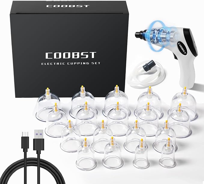 Cupping kit for Massage Therapy, Profession Cupping Set with Electric Cupping Guasha Pump, Cupping Therapy set with 18pcs High Temp and High Pressure resistant Vacuum Suction Cups for Cellulite
