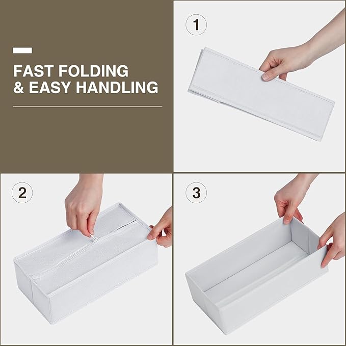 DIMJ Drawer Organizer Clothes 18 Pack - Foldable Baby Organizers and Storage & Dresser Organizer for Bedroom, Closet - Nursery Organization Dresser Dividers for underwear, Sock,Bra, Belt, Tie, White