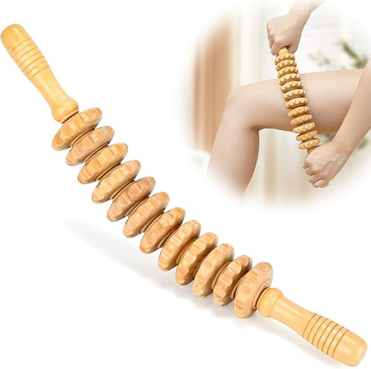Curved Wood Therapy Massage Roller Tools,Wooden Lymphatic Drainage Massager,Cellulite Massage Tool & Muscle Roller Stick for Cellulite Reduction,Muscle Tension and Body Shaping