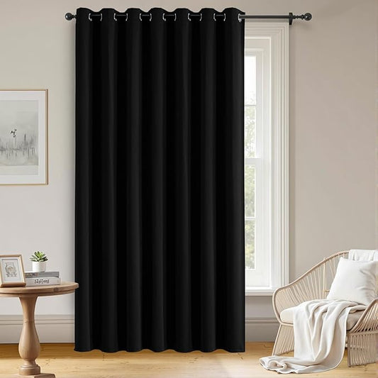 Blackout Curtains Custom Size for Bedroom 1 Panel, Thermal Insulated Blackout Curtains, Solid Grommet Privacy Room Darkening Drapes for Living Room Window (Customsize, Black)