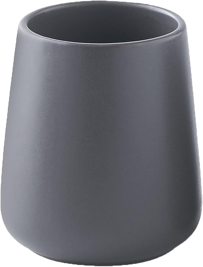 Grey Toothbrush Holder for Bathroom - Ceramic Tooth Brushing Holders, Toothpaste Holder, Reusable Toothbrush Mouthwash Cup, Space-Saving Design for Bathroom Countertop