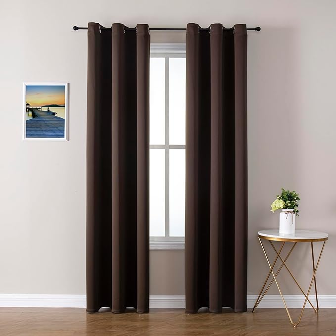 ChrisDowa Brownout Curtains 78 inches Long for Bedroom - 2 Panels Set Grommet Thermal Insulated Room Darkening Curtains for Living Room (Brown, 42 x 78 Inch)