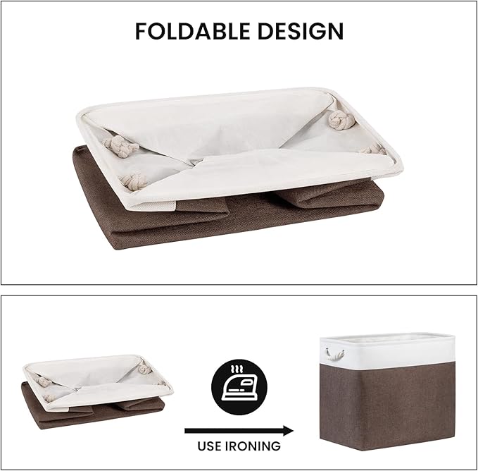 Bidtakay Baskets for Organizing Set of 2 Extra Large Fabric Storage Bins 17x12x15 in Collapsible Laundry Baskets Blanket Basket with Soft Handles Rustic Decorative Stair Basket Dog Toy Bins