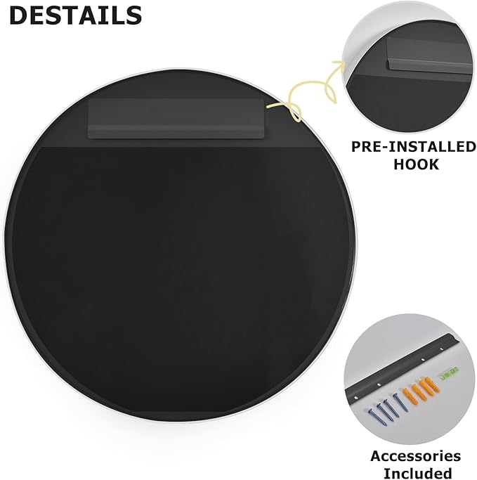 30 Inch Round Bathroom Mirror - Wall Mounted Circle Mirror with Metal Frame, Modern Mirror Suitable for Bathroom, Vanity, Entryway, Living Room, Wall Decor,Silver