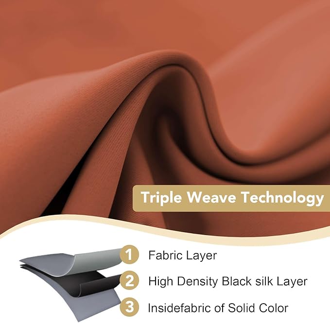 H.VERSAILTEX Blackout Curtains for Bedroom Thermal Insulated Room Darkening Living Room Curtains 84 Inch Long Grommet Privacy Protection Window Curtain Panels/Drapes for Nursery,2 Panels,Orange