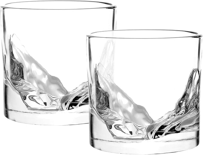 Grand Canyon Heavy Crystal Whiskey Glasses Gift Set of 2, Thick Freezable Bourbon Glass 1lb Each, Premium Whiskey Gifts for Men, Frozen Crystal Chills Cocktails, 10 oz