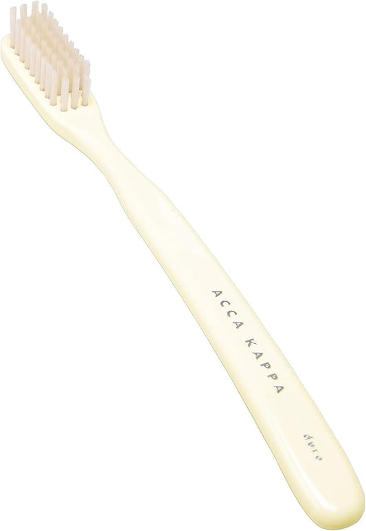 Acca Kappa Vintage White Toothbrush Medium Nylon Bristles Retro-Style Ergonomic Handle