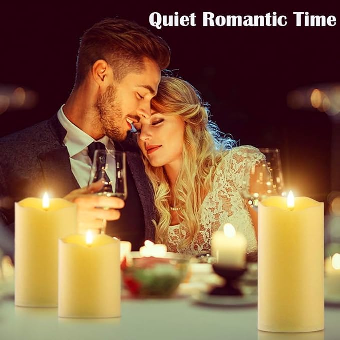 Flickering Flameless Candles with Remote, Most Realistic Battery Operated Candles, Set of 3 LED Candles with Timer for Home Wedding Halloween Christmas Decoration
