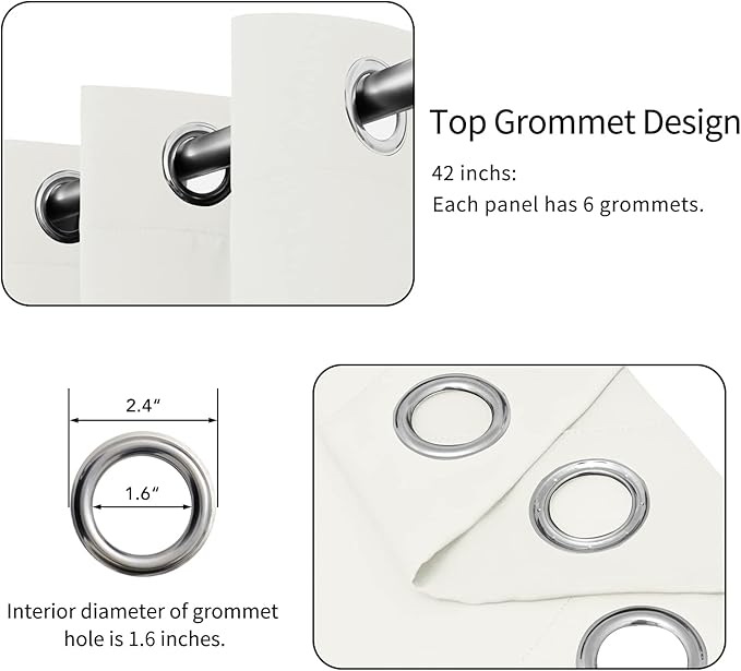 Easy-Going Blackout Curtains for Bedroom, Solid Thermal Insulated Grommet and Noise Reduction Window Drapes, Room Darkening Curtains for Living Room, 2 Panels(42x72 in, Ivory)
