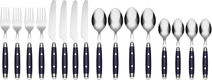 Cambridge Silversmiths, Blue, Jubilee Flatware, Service for 4, 16 Piece Set, Dorm Room Essentials, First Apartment