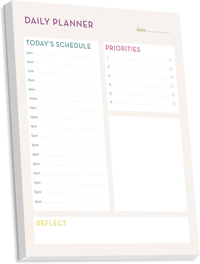 Bliss Collections Daily Planning Pad, To Do List Notebook - Undated Tear-Off Sheets Notepad - Work Calendar, Organizer, Scheduler for Goals, Tasks - Daily Planner (Bright), 8.5" x 11", 50 Sheets