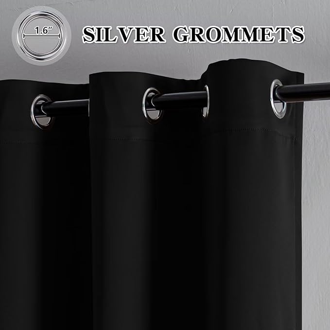 Blackout Curtains Custom Size for Bedroom 1 Panel, Thermal Insulated Blackout Curtains, Solid Grommet Privacy Room Darkening Drapes for Living Room Window (Customsize, Black)