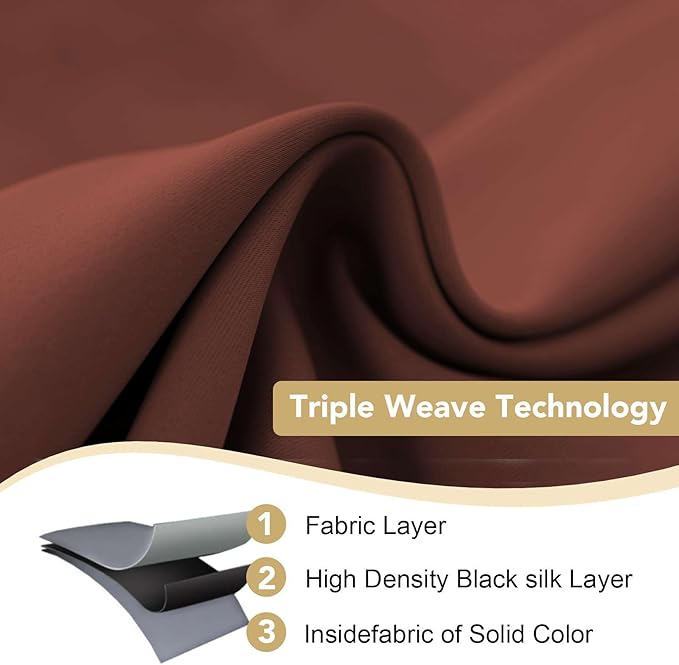 H.VERSAILTEX Blackout Curtains 84 inches Long for Living Room Thermal Insulated Room Darkening Window Treatment Panels Drapes Light Reducing Curtains for Bedroom, 2 Panels, 52" W x 84" L, Rust