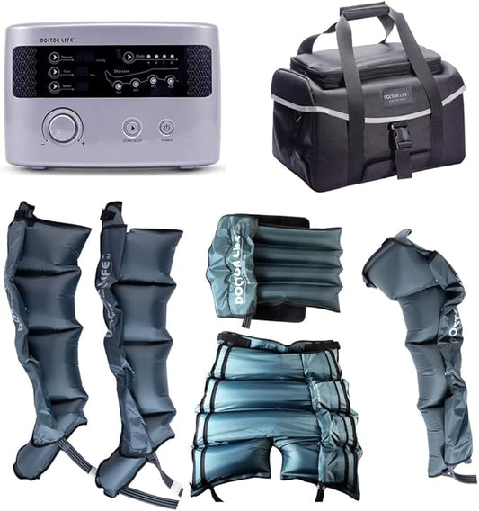 DOCTOR LIFE LX9max Full Body (B) - Sequential Air Compression Recovery System : Device + Legs (2XL) + Arm + Waist + Centerbody + Bag (FSA-HSA Approved)