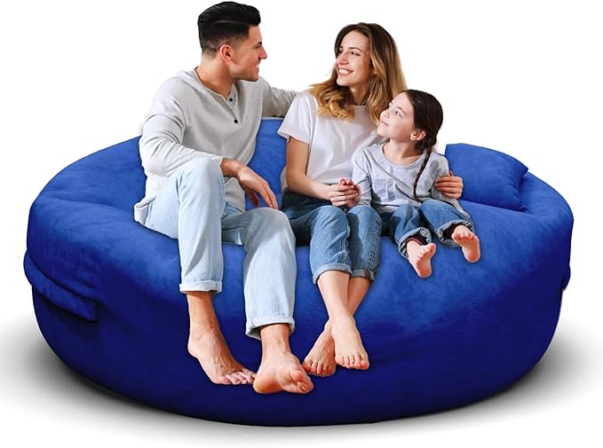 Bean Bag Chair for Adults 5FT,Soft Removable Cover for Teens/Girls Bedroom,Fluffy Giant Round Floor Beanbag Lounger Chairs (No Filler,Sapphire)