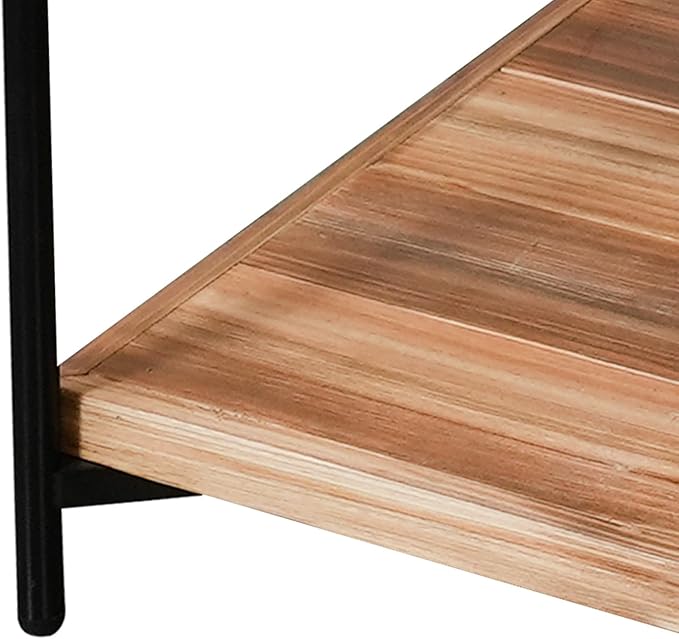 CONSDAN StoneCreek Solid Fir Wood Side Table - Metal Frame, 2-Tier End Table for Living Room/Bedroom/Office, 23" Square Night Stand, Accent Table