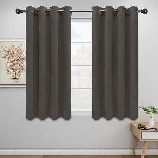 Easy-Going Blackout Curtains for Bedroom, Solid Thermal Insulated Grommet and Noise Reduction Window Drapes, Room Darkening Curtains for Living Room, 2 Panels (52x46 in,Taupe)