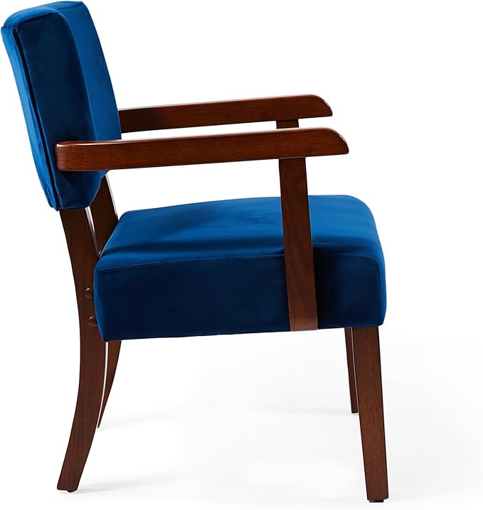 Accent Chair Set of 2 with Table, Living Room Chairs with Velvet Soft Seat & Armrests for Living Room Bedroom Reading Room Waiting Room (Velvet Navy)