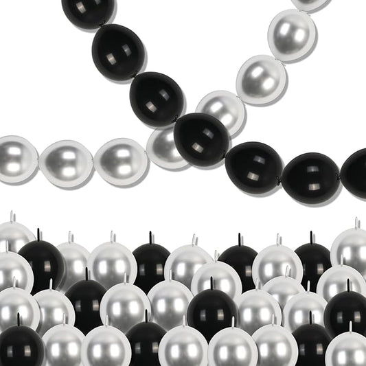Black and Silver Linking Balloons, 100PCS 6 Inch Small Metal Silver Link Balloons for Making Balloon Wall Heart Arch, Quick Linked Balloon for Wedding Birthday Baby Shower Graduation Party Decorations