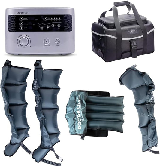 DOCTOR LIFE LX9max Full Body (A) - Sequential Air Compression Recovery System : Device + Legs (2XL) + Arm + Waist + Bag (FSA-HSA Approved)
