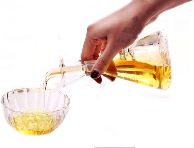 ELETON Olive Oil Dispenser Bottle Glass with No Drip Bottle Spout -Pourer Dispensing Bottles for Kitchen - Olive Glass Dispenser to Control Cooking Vegetable Oil and Vinegar(16 oz)