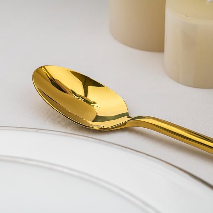 Alata Potter Gold 20-Piece Forged Silverware Set with Utensil-Serving Set, Service for 4, Stainless Steel Flatware Set, Modern Design with Mirror Finish, Ideal for Home, Kitchen, Party, Camping