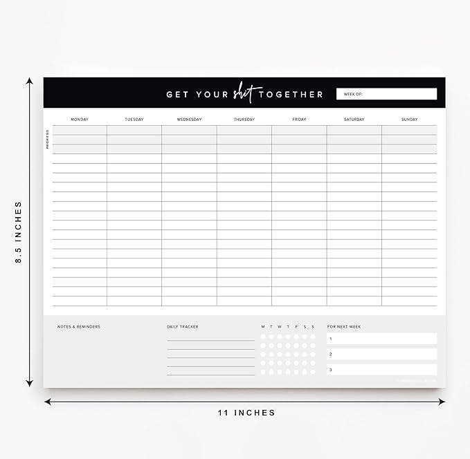 Get Your Stuff Together Weekly Work Planner - 8.5 x 11 Inch Undated Daily Planner with 52 Tear-Off Pages, Weekly To Do List Notepad for Effective Task Management, US Owned Busines