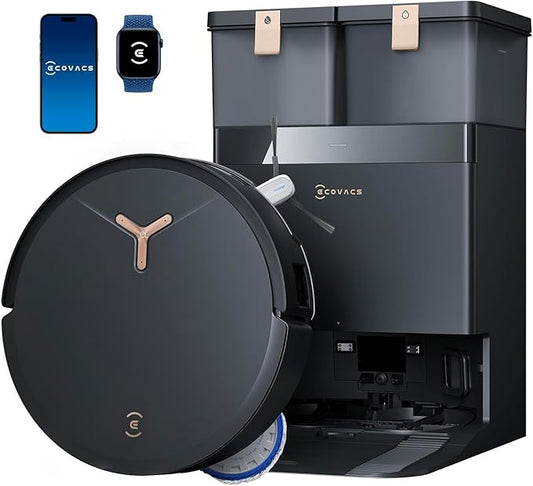 ECOVACS DEEBOT T50 MAX PRO Omni Robot Vacuum and Mop, 18,500Pa Suction, 18mm Auto-Lift, ZeroTangle &TruEdge 2.0, AIVI 3.0 Obstacle Avoidance, Auto Hot Water Mop Wash/Dry/Refill, Self-Emptying