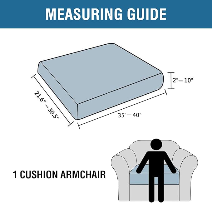 H.VERSAILTEX Super Stretch Individual Seat Cushion Covers Sofa Covers Couch Cushion Covers Slipcover Sets Thick Jacquard Textured Twill Fabric (1 Piece Chair Cushion Cover, Natural)