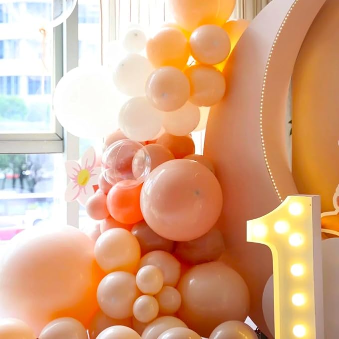 130pcs Peach Balloons Different Sizes 18" 12" 10" 5" Pastel Orange Latex Balloon Garland Arch Kit for Birthday Baby Shower Graduation Wedding Gender Reveal Anniversary Party Decorations