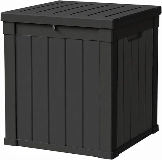 50 Gallon Storage Box, Waterproof Deck Box for Indoor & Outdoor Use, Lockable Pool Storage Bin for Package Delivery, Outdoor Bench for Patio Cushions, Garden Tools, Backyard, Black