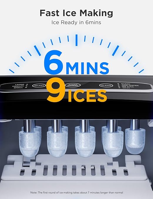 GoveeLife Smart Countertop Ice Makers, Portable Ice Maker Machine with Self-Cleaning, 6 Mins 9 Bullet Ice, 26lbs/24Hrs, Voice Remote for Home Kitchen Party Camping, with Ice Scoop Stainless Silver