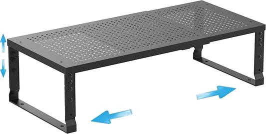 Expandable Spice Rack Kitchen Cabinet Shelf Organizer, Stackable Storage Shelves Racks, Adjustable Counter Shelving for Cabinets, Countertop, Cupboard,Pantry and More(1Pack/Black/Medium)