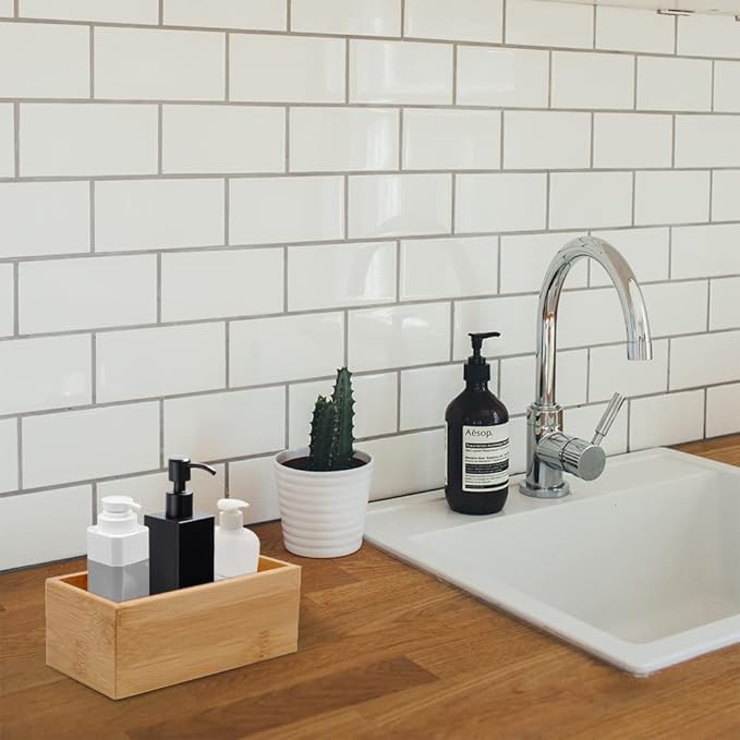 Bamboo Drawer Organizer - Kitchen Utensil Organizer Silverware Tray Cutlery Holder，Office Desk Supplies and Accessories (8.9x3x2.6 inch)