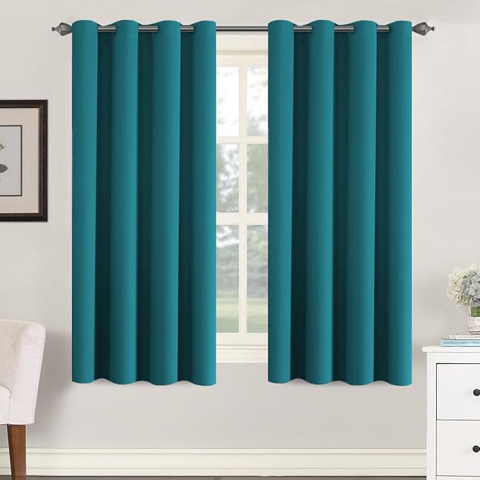 H.VERSAILTEX Thermal Insulated Blackout Curtains Soft and Smooth Baby Boy Room Window Panels,Formaldehyde-Free,Grommet,52 by 63 - Inch - Turquoise Blue - Set of 2