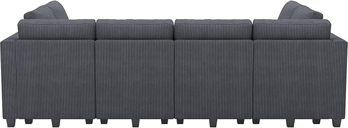 Belffin Oversized 12 Seat Modular Sectional Sleeper Sofa Convertible Sofa with Storage Seat Large Corduroy Modular Sectional Couch for Living Room Dark Grey
