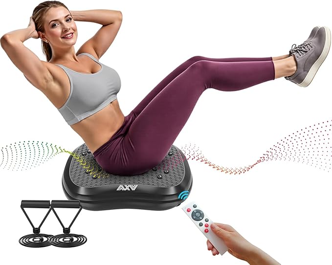 AXV Vibration Plate Exercise Machine Whole Body Workout Portable Mini Vibrate Fitness Platform Lymphatic Drainage Machine for Weight Loss Shaping Toning Wellness Home Gyms Workout (Mini)