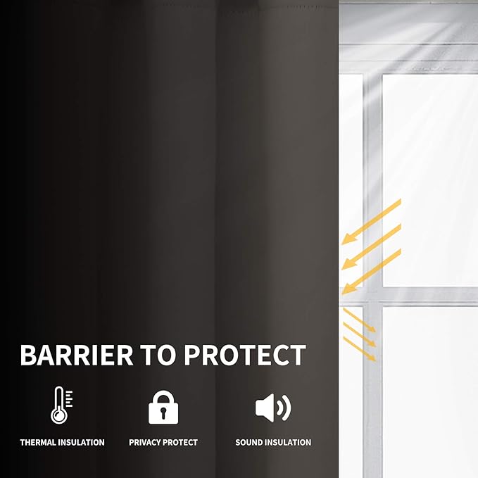 Easy-Going Blackout Curtains for Bedroom, Solid Thermal Insulated Grommet and Noise Reduction Window Drapes, Room Darkening Curtains for Living Room, 2 Panels (52x108 in,Taupe)