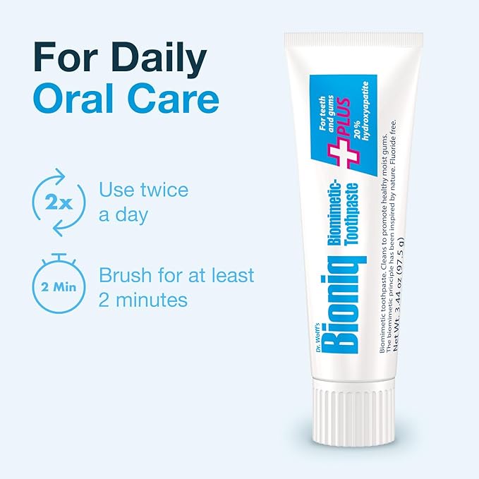 Bioniq Plus Biomimetic Toothpaste with 20 Percent Hydroxyapatite for Teeth and Gums I Clinically Tested I 3.44 oz (Pack of 3)