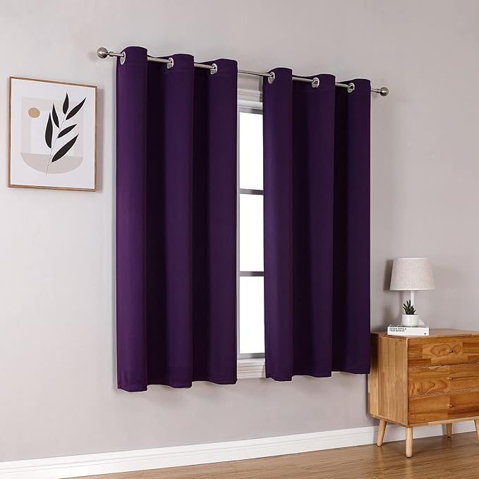 ChrisDowa Grommet Blackout Curtains for Bedroom and Living Room - 2 Panels Set Thermal Insulated Room Darkening Curtains (Royal Purple, 38W x 54L)