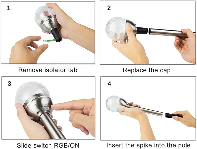 GIGALUMI Solar Outdoor, Cracked Glass Ball Solar Garden Lights, Color Changing Lights Outdoor,Garden LED for Path, Patio, Yard, 3 Pack Pathway