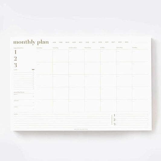 Bliss Collections Monthly Planning Pad, To Do List Notebook - Undated Tear-Off Sheets Notepad - Work Calendar, Organizer, Scheduler for Goals, Tasks - The Essential, 12" x 18", 18 Sheets