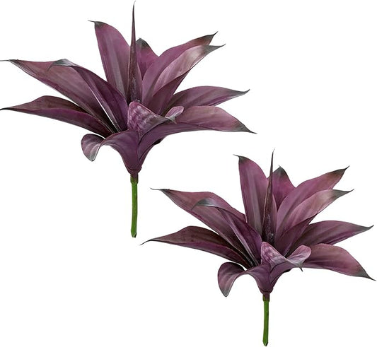 Fake Plants Artificial Agave Plants Indoor，UV Resistant Fake Agave Planters Outdoor Decorating Artificial Plants for Outdoors Decor Agave (2Pack,12.6'Purple) Spring Decorations for Home
