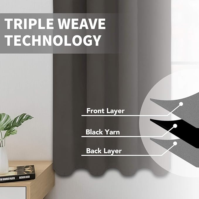 Easy-Going Blackout Curtains for Bedroom, Solid Thermal Insulated Grommet and Noise Reduction Window Drapes, Room Darkening Curtains for Living Room, 2 Panels (52x96 in,Taupe)