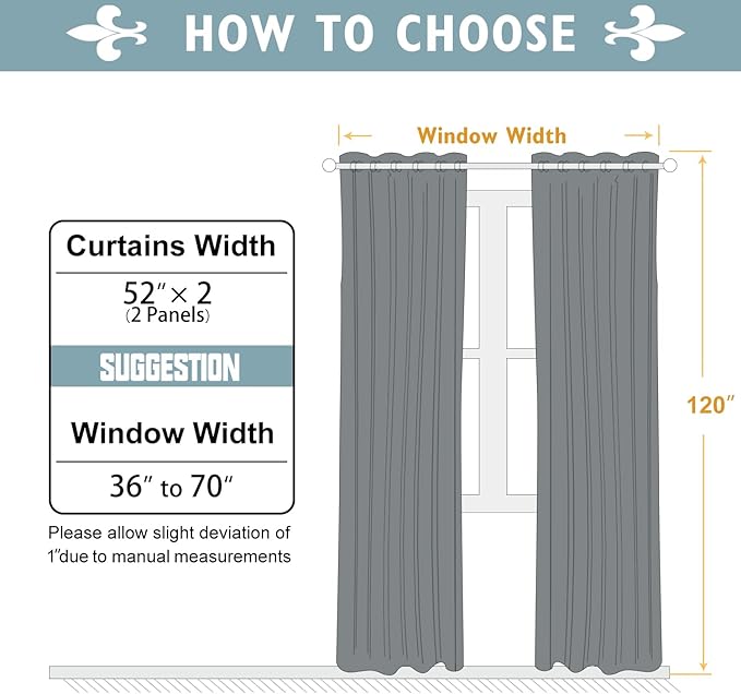 ChrisDowa Blackout Curtains 120 Inches Long 2 Panels Set for Living Room, Grommet Thermal Insulated Room Darkening Curtains for Bedroom (Dark Grey, 52 x 120 Inch)
